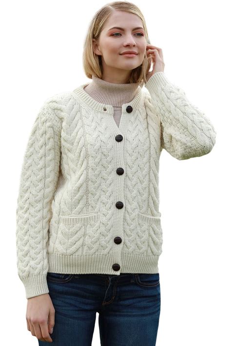 cable knit button up sweater.